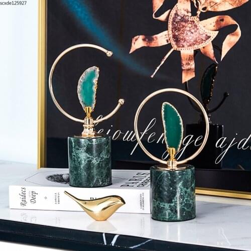 European Geometric Metal Agate Marble Crafts Desktop Ornaments Irregular Agate Office Living Room Art Small Ornaments Home Decor