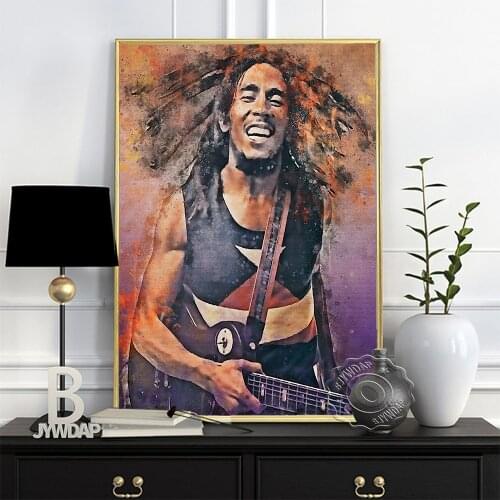 Robert Nesta Bob Marley Jamaican Art Poster, Reggae Originator Wall Picture, Vintage Ska Slow Clap Rock Fans Collect Wall Decor