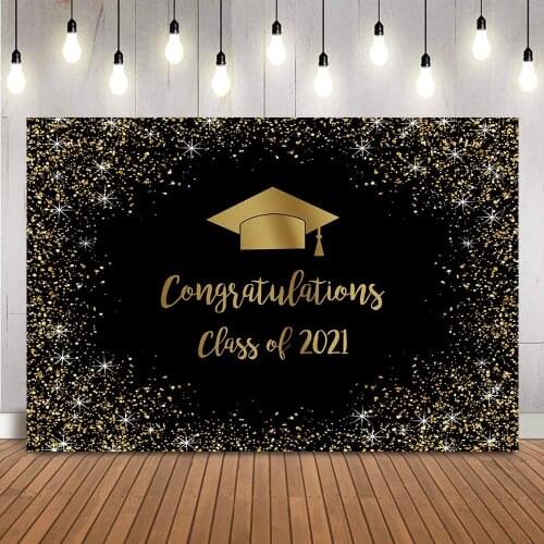Class of 2021 birthday backdrop Black Glitter Graduation Prom Theme Party Decoration Congratulations Grad Party Photo Props