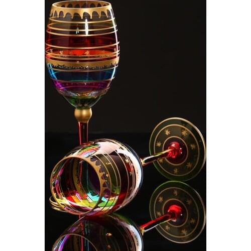 Beautiful color glass goblet cup European camouflage crystal glass wine cup Home decor cups