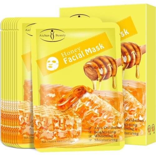 10Pcs/Box Honey Silk Facial Masks Brightening Anti-Aging Moisturizing Repair Oil-control Anti-acne Whitening Skin care Face mask