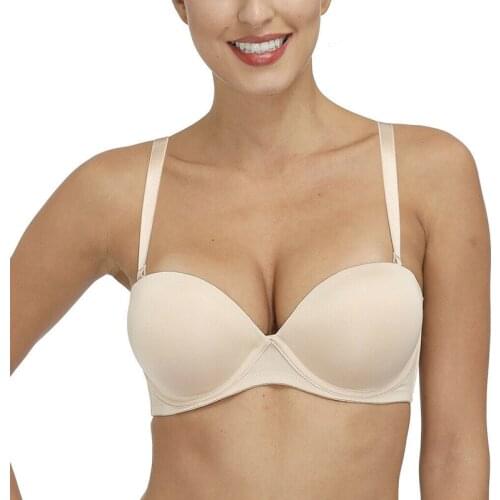 New Bras For Women Sexy Lingerie Straps Adjusted Thick Padded Push Up Bra Underwire Silicone Strapless Bras