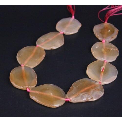 Approx9PCS/strand Natural Light Brown Agates Faceted Slab Nugget Loose Beads,Gems Stone Slice Pendants Nacklace Jewelry Making