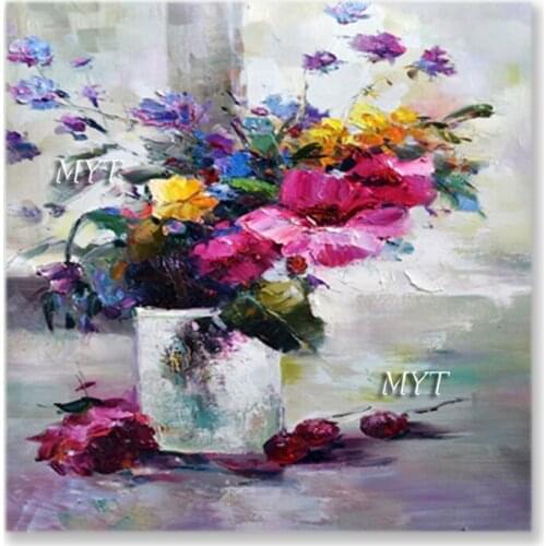 Palette Knife Vase Abstract Flower Picture Canvas Oil Painting Art 100% Hand-painted Wall Decorative Paintings Dropship Artwork
