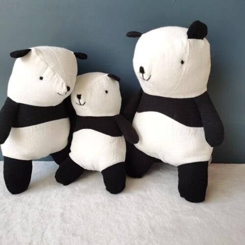 Handmade Panda Family Cloth Toy Super Soft Cotton Linen Stuffed Animal Doll Nursey Room Docro Christmas Gift