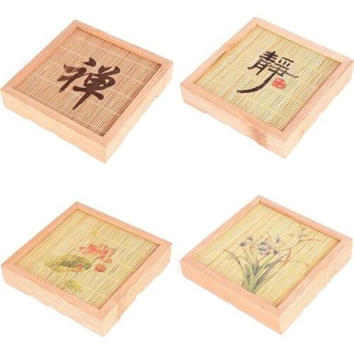 Chinese Style Saucer Bamboo Coaster Tea Cup Mat Trays Kitchen Accessories Heat Insulation Placemat Jewellery Ring Display Tray