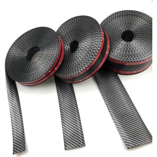 Carbon Fiber Rubber Soft Black Bumper Strip DIY Door Sill Protector Edge Guard Car Stickers Car Styling Accessories 3cm 5cm 7cm