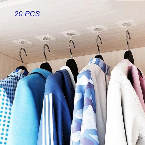 20Pcs Transparent Strong Self Adhesive Door Wall Hangers Hooks Suction Heavy Load Rack Cup Sucker for Kitchen Bathroom