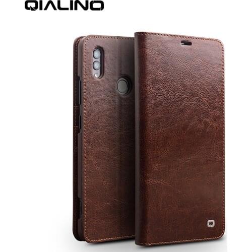 QIALINO Fashion Genuine Leather Flip Case for Huawei Honor Note 10 Luxury Handmade Cover with Card Pocket for Honor Note 10