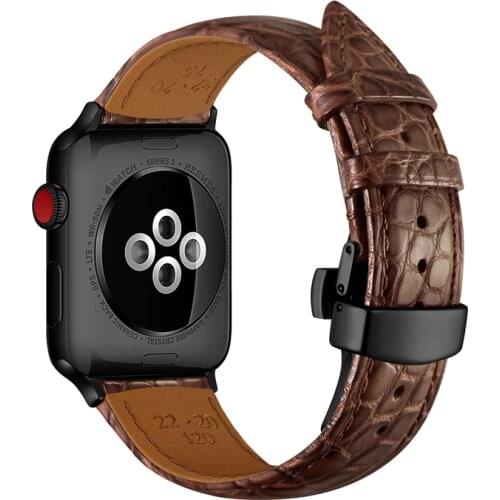 Nigeria alligator leather strap for Apple watch band 42mm 38mm apple watch 4 5 band 44mm 40mm iwatch 3/2/1 bracelet Accessories