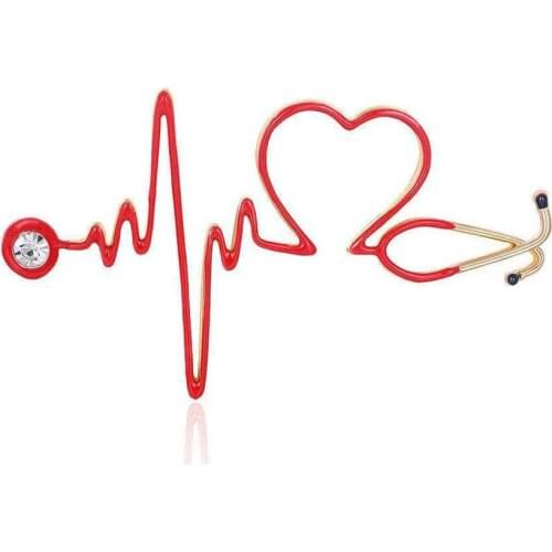 Romantic Love Ecg Oil Drop Heartbeat Brooches Stethoscope Rhinestone Brooch Corsage Jewelry Accessories Nurs Brooch Woman