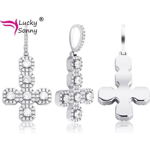 Lucky Sonny New European Retro Christ Jesus Inverted Cross Pendant Necklace Mens Hip Hop Hipster Necklaces for Women Wholesale