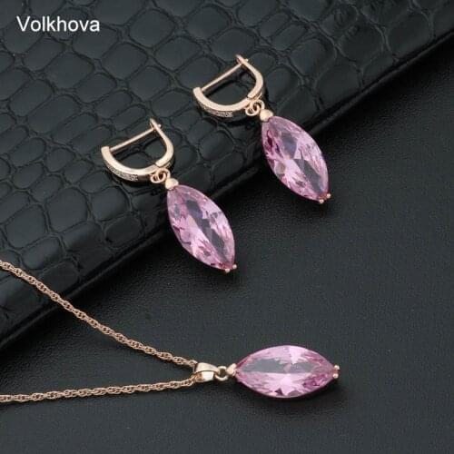 Volkhova Fashion Women Earrings Horse eye Shape Rose Gold Color set Natural CZ Wedding Party girl Earring Series