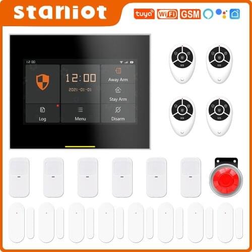 Staniot Alarm System Wireless WIFI GSM Home Security Burglar Siren For Tuya Smart Life App With Motion Sensor Support Alexa