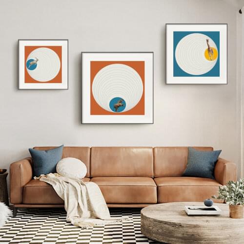 Nordic Childrens Room Bedroom Abstract Decorative Painting Cartoon Giraffe Elephant Hanging Painting Child Bedside Jam Canvas