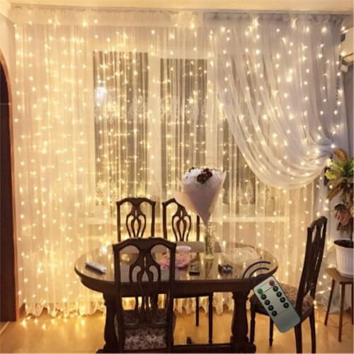 Remote 6x3M led curtain string light fairy light icicle light holiday lighting for Wedding home garden party window decor