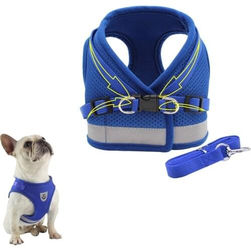 Reflective Dog Harness and Leash Set Pet Comfortable Adjustable Soft Mesh Dogs Cats Vest Harness Easy Control Puppy Outdoor Walk
