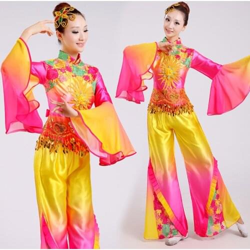 Hanfu dance costume female fan dance folk style dance costume hmong clothes chinese folk dance costume for woman