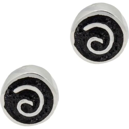 DARK DIAMOND-genuine volcanic Lava and 925 sterling silver earring. Handmade in Spain