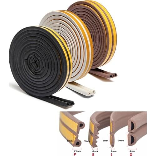 10/20m Seal Strip Self-Adhesive E/D/P/I Type Doors Window Gasket Soundproof Rubber Foam Weatherstrip Sealed Collision Strip