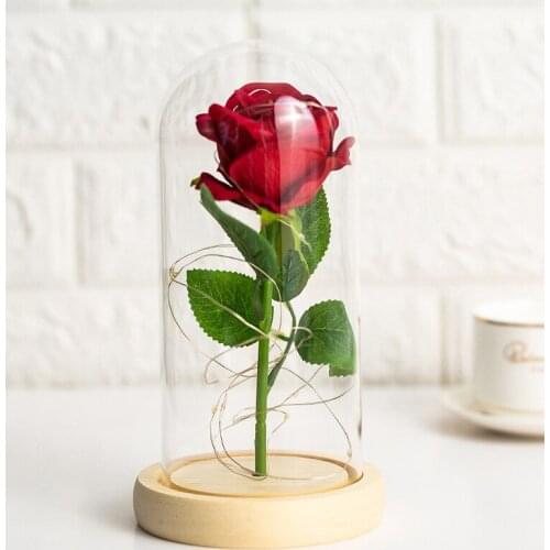 Everlasting Flower Gifts Valentines Day Christmas Creative Gifts Glass Cover Rose Ornaments Home Decoration