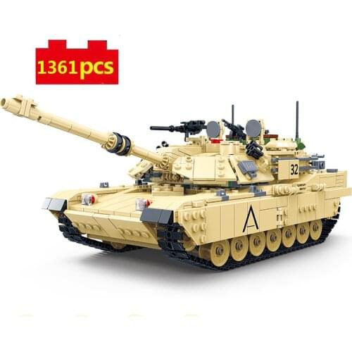 Military Series US M1A2 Abrams Main Battle Tank Weapon accessories soldier Figures DIY Model Building Blocks Bricks Toys Gifts