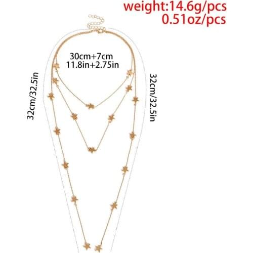 Cross-border jewelry star element personality fashion business necklacestar pendant tassel multi-layer