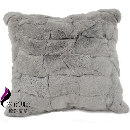 CX-D-22C 45x45cm Top Selling Higher Grade Rex Rbbit Fur Patchwork Funny Cushion Cover ~ New Arrive ~ Drop Shipping