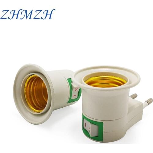 ZHMZH EU US Plug E27 Lamp Holder Wall-mount Switch Lamp Base Converter With ON/OFF Button Screw Mouth Type Light Holder