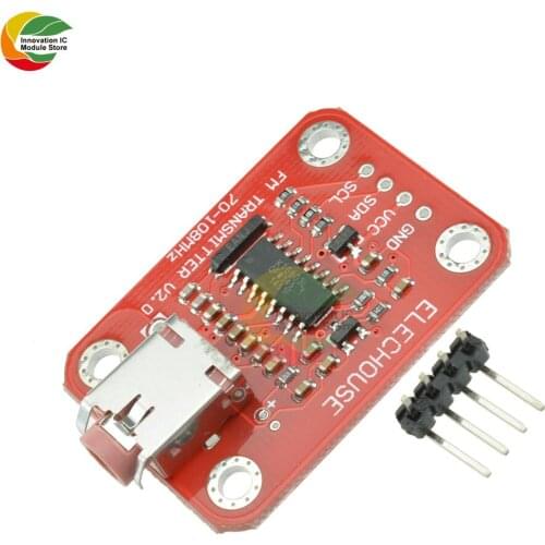 Ziqqucu FM Radio Transmitter Module V2.0 Digital Radio Transmitter Board for Arduino TTL MIC VCC SDA SCL 3V 5V I2C IIC Interface