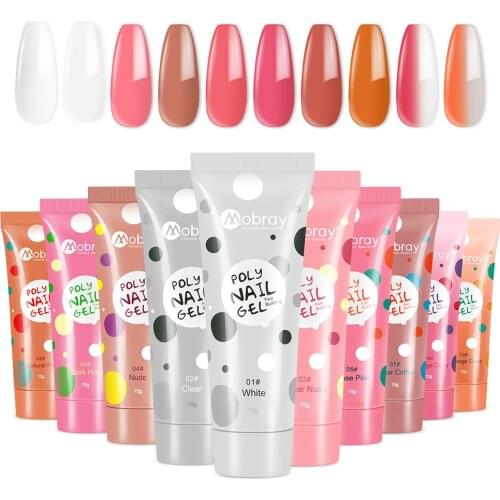 15ML Poly Nail Polish Finger Builder Acrylic Gel Nail Art Manicure 10 Color Nail Extend Jelly Poly UV Gel