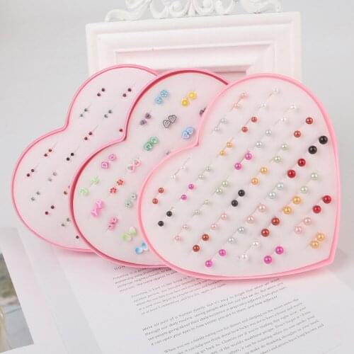 New Multicolor Cryatal 36 Pairs Cartoon Hypoallergenic Plastic Stud Earrings Set For Women Girl Daughter Jewelry Gifts