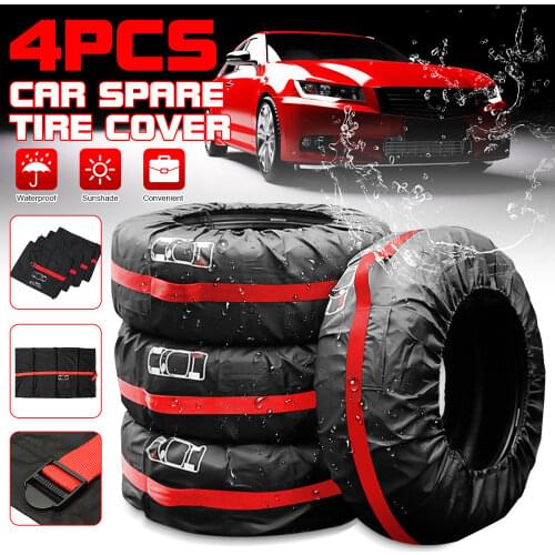 Universal 4pcs 13-20inch Car Spare Tire Cover Case Polyester Tires Storage Dustproof Waterproof Bag Carrier Tyre Wheel Protector