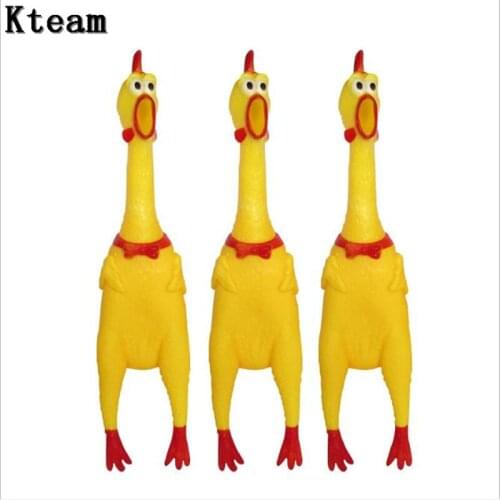 41CM Pets Dog Toys Screaming Chicken Squeeze Sound Toy for Dogs Super Durable & Funny Squeaky Yellow Rubber Chicken Dog Chew Toy