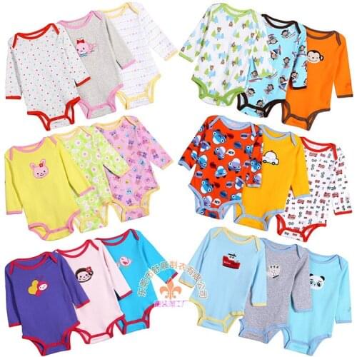 Factory Direct Selling Pure Cotton Long Sleeve Triangles Baby Clothes Package Fart Garment Baby Body Jumpsuit 5pcs
