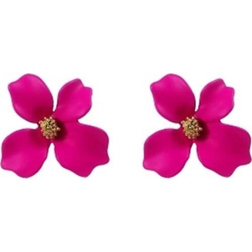 8Seasons Fashion Stud Earrings Yellow White Fuchsia Green Flower Style Romantic Series Accessories For Women Jewelry,1 Pair