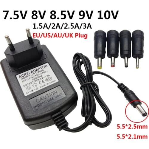 7.5V 8V 8.5V 9V 10V AC DC Power Adapter 1A 1.5A 2A 2.5A 3A ac/dc Adaptor adaptador Universal 7.5 8 8.5 9 10 V Volt Power Supply