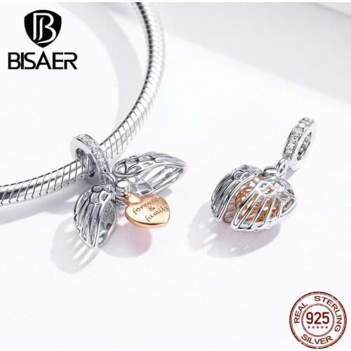 Forever Family Beads BISAER 925 Sterling Silver Family Forever Beads Love Heart Case Charms fit Bracelets Jewelry Making ECC1299