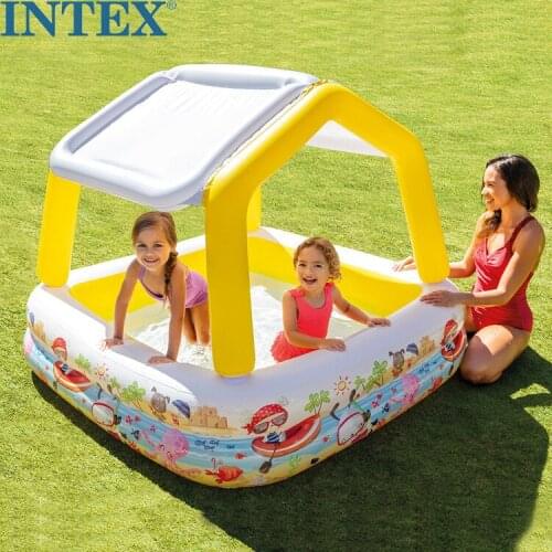 INTEX Childrens shade inflatable paddling pool family swimming pool ocean ball pool sand pool 57470 original authentic