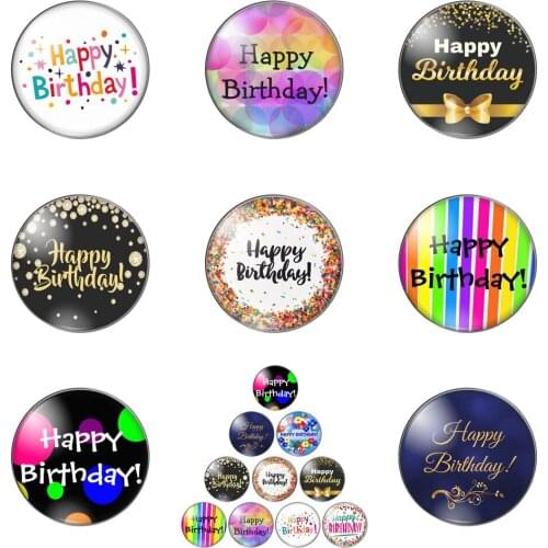 Happy Birthday Love and Lucky 12mm/20mm/25mm/30mm Round Photo Glass Cabochon Demo Flat Back Making Findings
