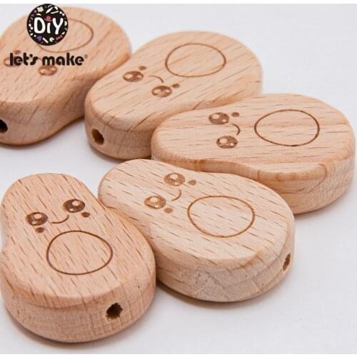 Lets Make 10PCS Baby Wooden Beech Bead Avocado Wooden Bead Teething Toys Childrens Toys Wooden Rings Food Grade Toys