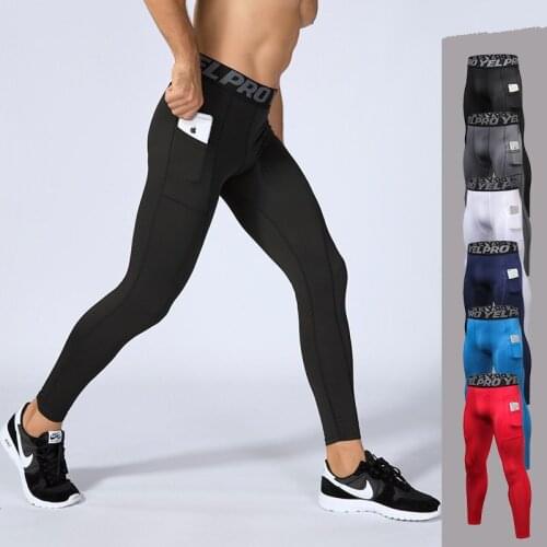 Men Sweatpants with Pocket Elastic Compression Sport Pant Leggings Running Tights Jogging Fitness Gym Track Yoga Pant sportswear