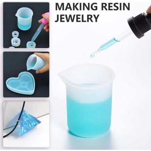 8 Pcs Silicone Measuring Cup Set Resin Casting Diy Tool Kit 4 Pieces 100ml Reusable Measuring Cup and 4 Mixing Cups