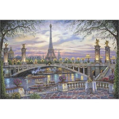 Counted Cross Stitch Kits Needlework Embrodery - Crafts 14 ct Aida DMC Color DIY Arts Handmade Home Decor - Paris Memories