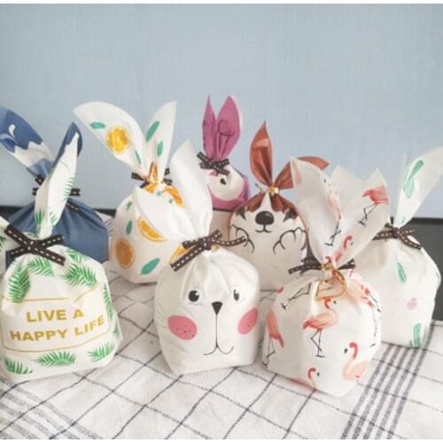 New Cute Rabbit Ear Cookie Bag Gift Bag For Candy Biscuits Snack Baking Package Wedding Favors Gifts Easter Decoration