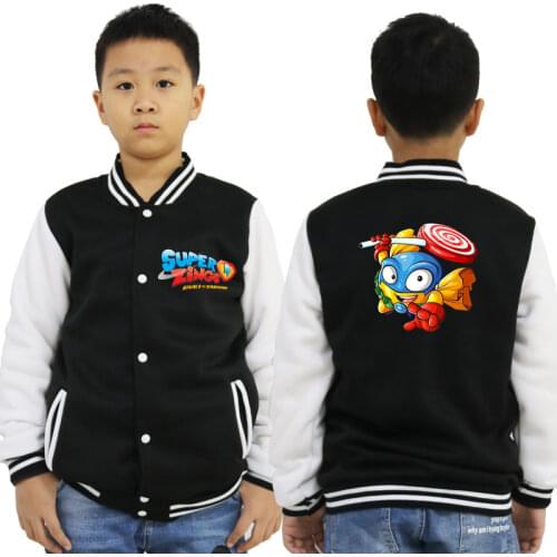 New Autumn Winter Baby Boys Jackets Superzings Series 4 Print Girls Baseball clothes Superzings Kids Cool Coat Black Jackets