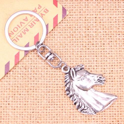 New Fashion Keychain 40*29 mm Horse head Pendants DIY Men Jewelry Car Key Chain Ring Holder Souvenir For Gift
