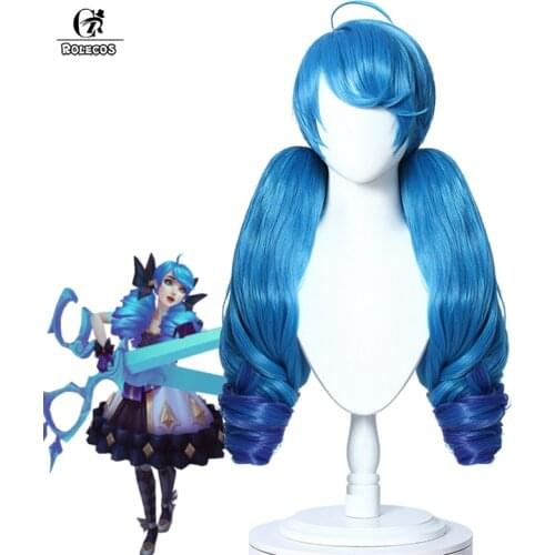 ROLECOS LOL Gwen Cosplay Wig LOL Cosplay Game Gwen Wig Hair Blue for Women Halloween Headwear Heat Resistant Synthetic Hair