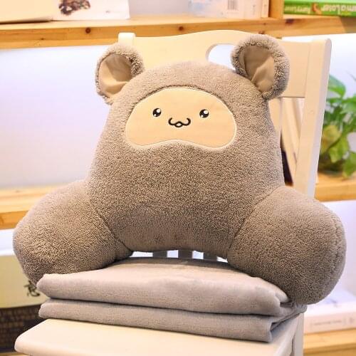 Lumbar Pillow Blanket Short Plush Cartoon Waist Toy Dual-Use Cushion Air Conditioner Quilt Sofa Office Siesta Home Decor Gift