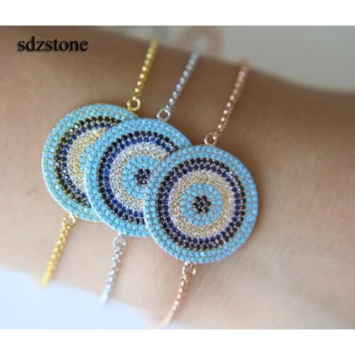 2018 adjust box chain 10 raw CZ turquoises Gem TOP QUALITY Gold filled women girl lucky round disco colorful bracelet